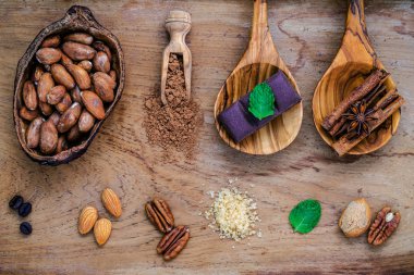 Tatlılar arka plan ve menü tasarımı. Malzemeler için ekmek, pe