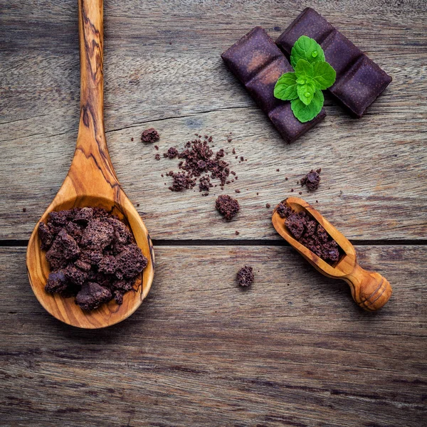 Chocolate fundo e menu de sobremesa. Ingredientes para panificação ch — Fotografia de Stock