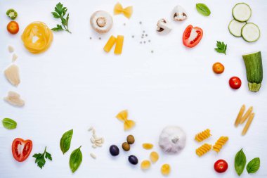 İtalyan gıda kavramı. Pasta malzemeler swe ile çeşitli tür