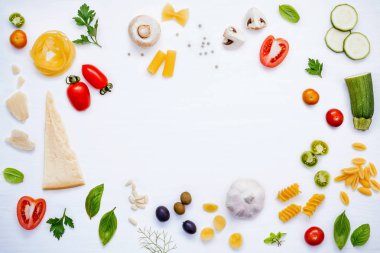 İtalyan gıda kavramı. Pasta malzemeler swe ile çeşitli tür