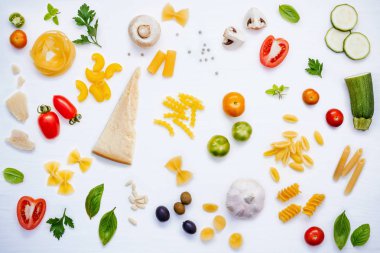 İtalyan gıda kavramı. Pasta malzemeler swe ile çeşitli tür