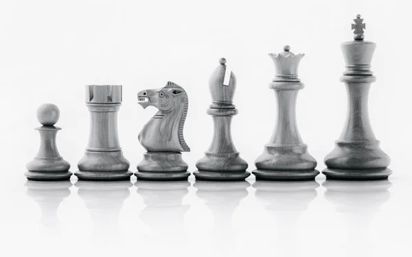 Re in bianco e nero e cavaliere di scacchi impostato su backgroun scuro — Foto Stock