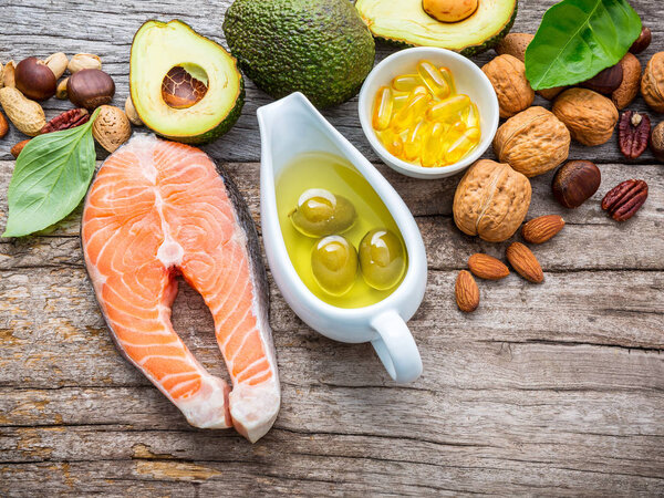 Selection food sources of omega 3 and unsaturated fats. Superfoo