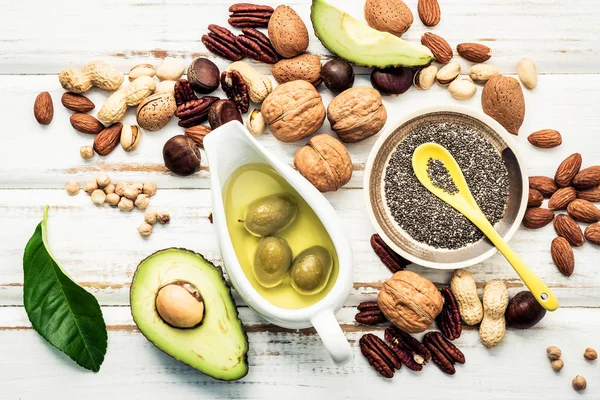 Pilihan sumber makanan dari omega 3 dan lemak tak jenuh. Superfoo — Stok Foto