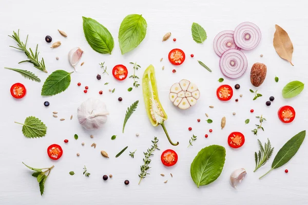 Berbagai Herbal Segar Untuk Bahan Masak Peppermint Kemangi Manis Rosemary — Stok Foto