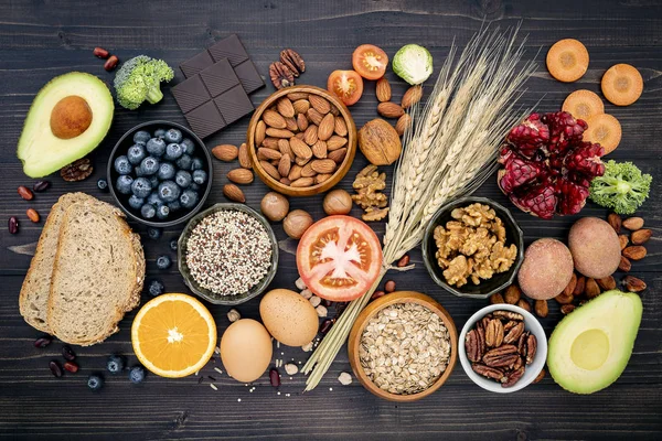 Ingredientes para la selección de alimentos saludables. El concepto de sanar — Foto de Stock