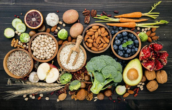 Přísady pro výběr zdravých jídel. Pojetí léčení — Stock fotografie