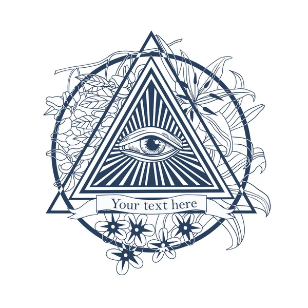 Alle wakend oog illustratie. Tattoo, masonic symbool, — Stockvector