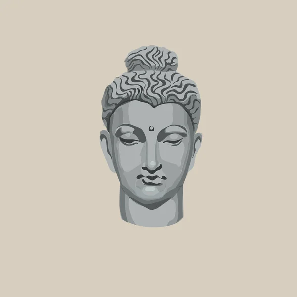 Testa di Buddha. vettore isolato su sfondo cremoso . — Vettoriale Stock