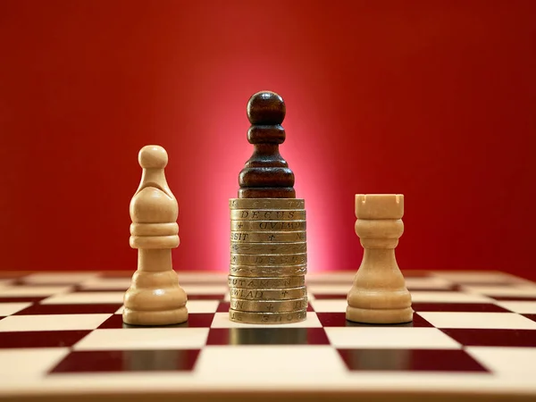 Hile ve doping konsepti. Kara piyon bir yarışmayı kazanmak için haksız avantaj kullanıyor..