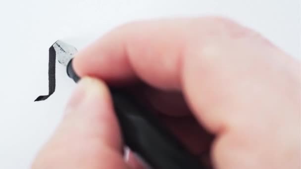 Schrijven van woord Voorwoord. Handschrift met een pen. Kalligrafie close-up. — Stockvideo