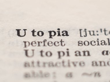 Ütopya sözcüğünün sözlük tanımı, seçici odak.