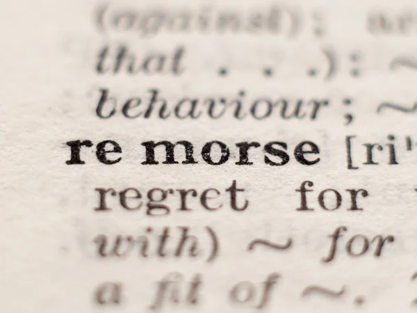 Dictionary Definition Word Remorse Selective Focus — Stock Photo, Image