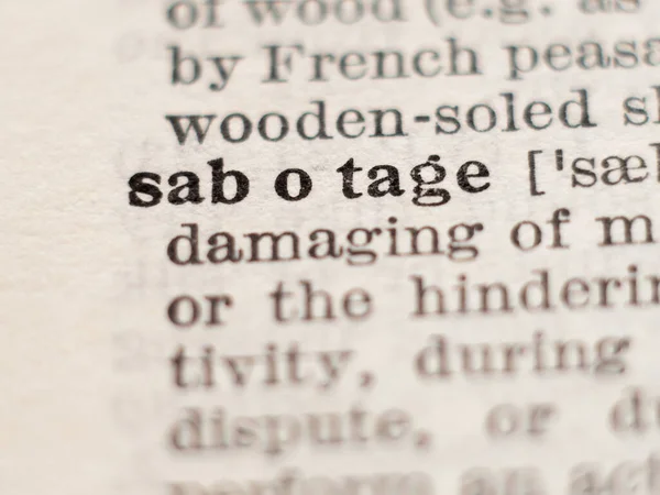 Ordbok Definition Ordet Sabotage Selektivt Fokus — Stockfoto
