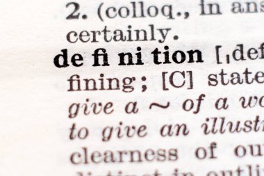 Kelime tanımının sözlük tanımı, seçici odak.