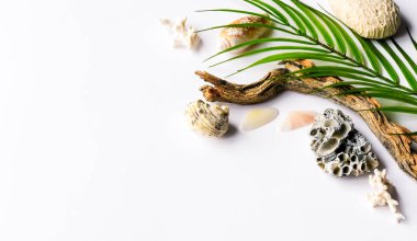 Spa arka planı, beyaz arkaplanda doğal taşlar. 