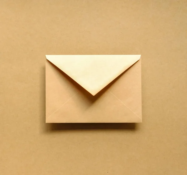 Kraft Paper Envelope Brown Background Festive Minimal Concept — Stock Photo, Image