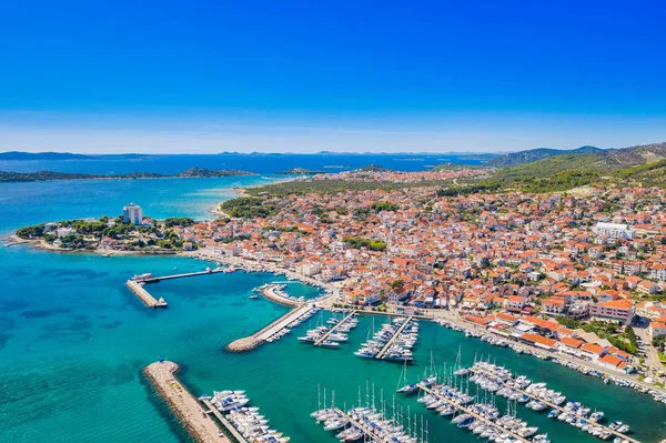 Aerial Overhead View Marina Town Vodice Adriatic Sea Croatia — Stock Photo, Image