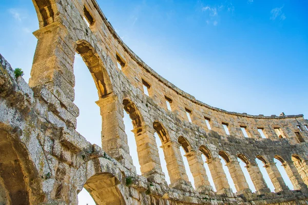 Ancient Heritage Pula Istria Croatia Arches Monumental Roman Arena Detail Royalty Free Stock Images