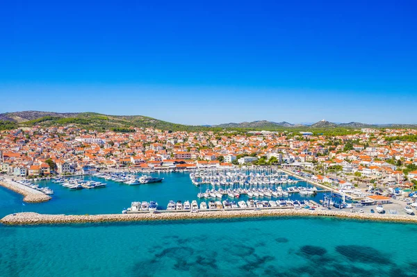 Town Vodice Amazing Turquoise Coastline Adriatic Coast Aerial View Croatia — Stock Photo, Image