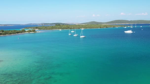 Hermoso Paisaje Marino Mar Adriático Islas Agua Turquesa Isla Dugi — Vídeos de Stock