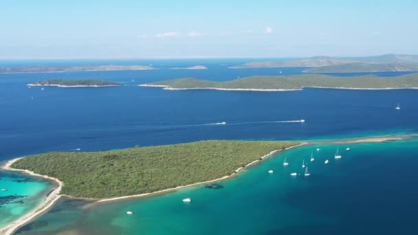 Hermoso Paisaje Marino Mar Adriático Islas Agua Turquesa Isla Dugi — Vídeos de Stock