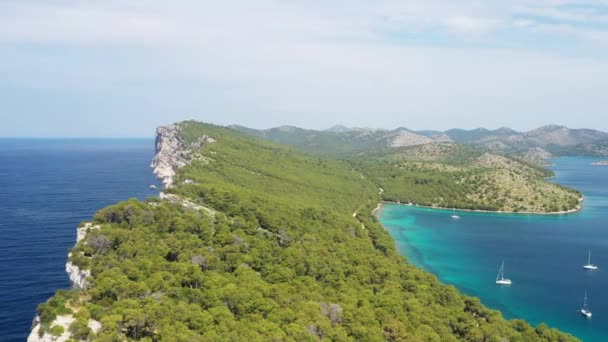 Cliffs Sea Shore Nature Park Telascica Island Dugi Otok Croatia Royalty Free Stock Video