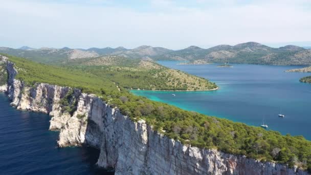 Klippen Über Dem Meer Ufer Des Naturparks Telascica Insel Dugi — Stockvideo