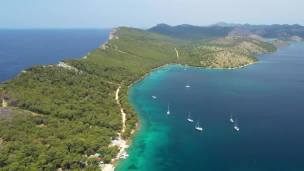 Klippen Über Dem Meer Ufer Des Naturparks Telascica Insel Dugi — Stockvideo