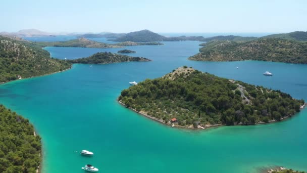 Beautiful Blue Sea Small Islands Archipelago Nature Park Telascica Island — Stock Video
