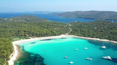 Turquoise lagoon bay on Sakarun beach on Dugi Otok island, Croatia, beautiful seascape and popular tourist destination
