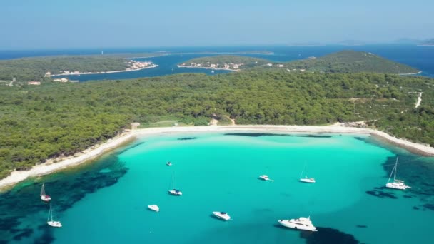 Baia Della Laguna Turchese Sulla Spiaggia Sakarun Sull Isola Dugi — Video Stock