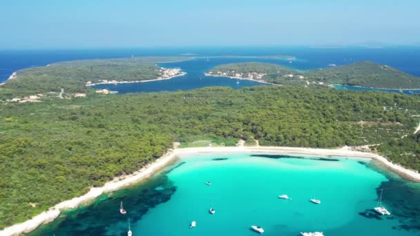 Baie Lagune Turquoise Sur Plage Sakarun Sur Île Dugi Otok — Video