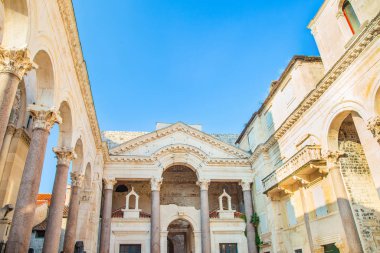 Split, Croatia, remains of Roman emperor Diocletians palace and Peristyle square in the morning, tourist destination