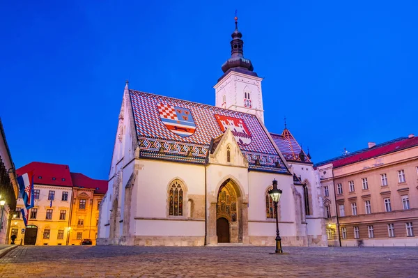 Croatie Ville Zagreb Église Saint Marc Dans Haute Ville Dans — Photo