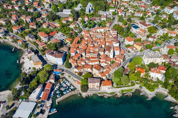 Croatie Côte Adriatique Belle Vieille Ville Lovran Centre Historique Littoral — Photo