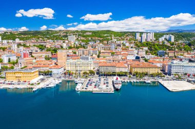 Croatia, city of Rijeka, aerial panoramic view of harbor, seascape and skyline of the city center clipart