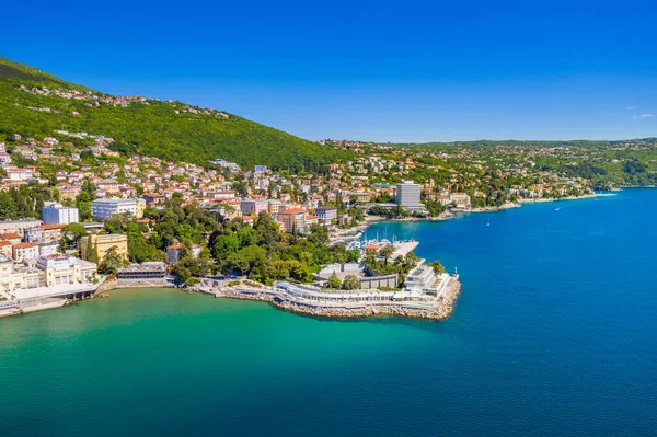 Kroatien Stadt Opatija Beliebter Ferienort Luftpanoramablick Auf Die Wunderschöne Küste — Stockfoto