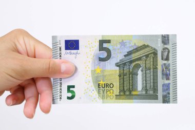 Avrupa para birimi banknotunu tutan el.