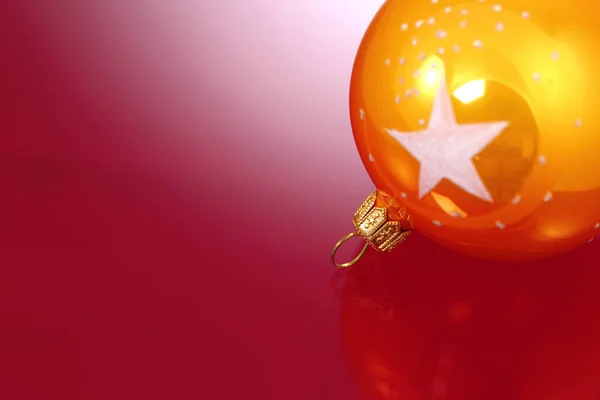 Christmas tree ornament ball with writing area, macro shot