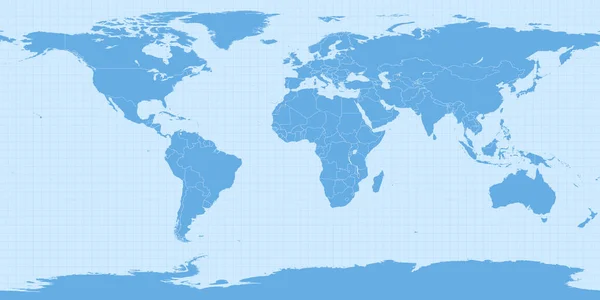 Weltkarte Zweieckiger Projektion Äquidistante Zylindrische Projektion Geographische Projektion Epsg 4326 — Stockvektor