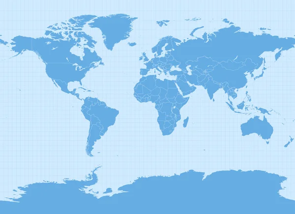 World Map Miller Cylindrical Projection Epsg 54003 Vector Detallado Mapa — Archivo Imágenes Vectoriales