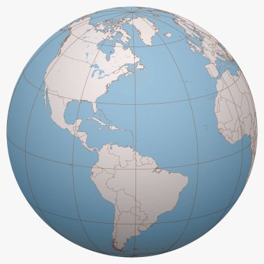 Antigua ve Barbuda dünyada. Dünya yarımküresi Antigua ve Barbuda 'nın bulunduğu yere odaklı. Antigua ve Barbuda haritası.