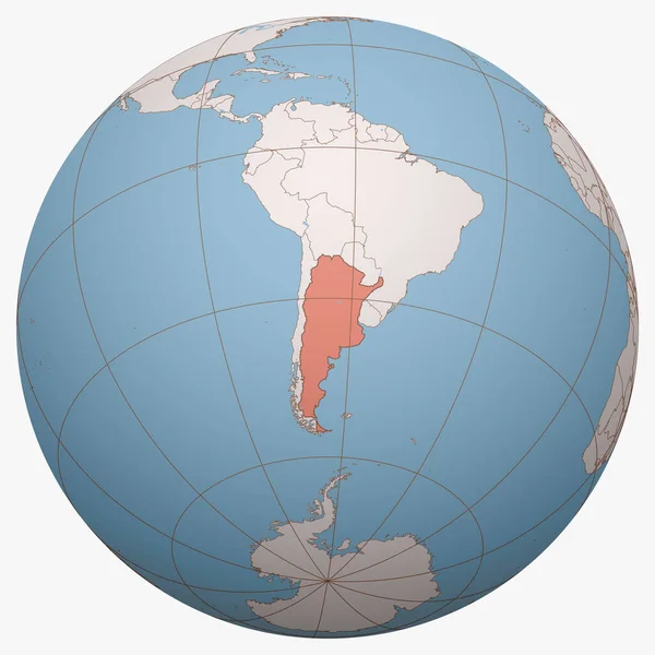 Dünya üzerindeki Arjantin. Dünya yarımküre merkezi Arjantin Cumhuriyeti 'nin yeridir. Arjantin haritası.
