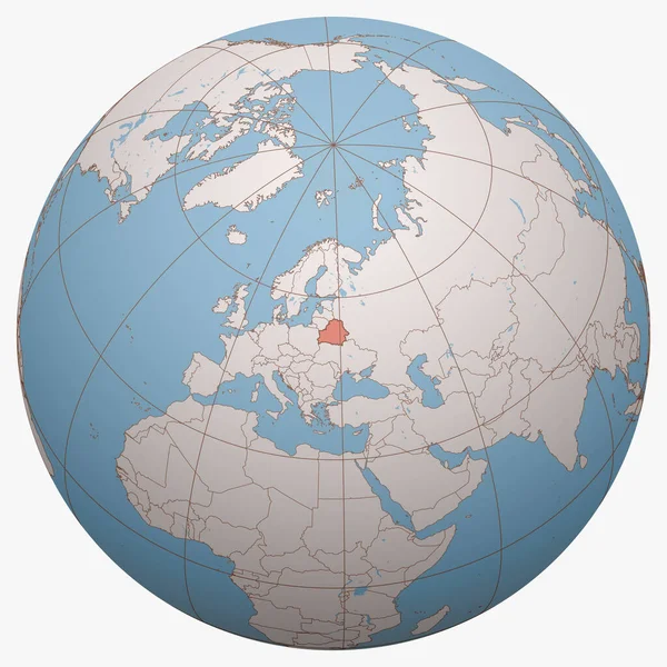 白俄罗斯在全球 地球半球的中心是白俄罗斯共和国的位置 白俄罗斯地图 — 图库矢量图片