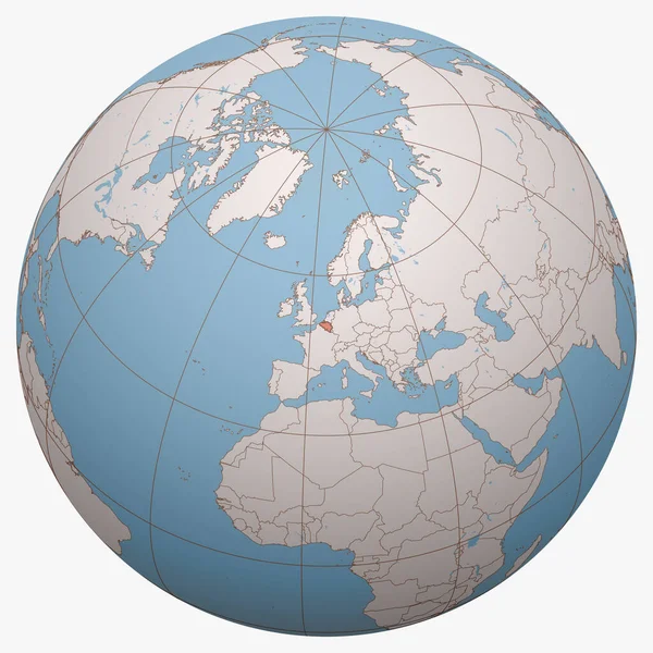 Belgien Auf Dem Globus Erdhalbkugel Den Standort Des Königreichs Belgien — Stockvektor