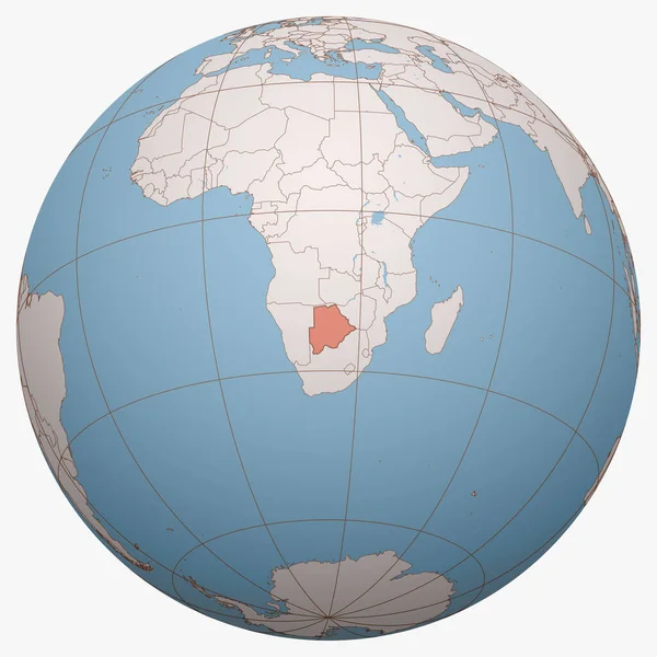 Botswana Globe Earth Hemisphere Centered Location Republic Botswana Botswana Map — Stock Vector