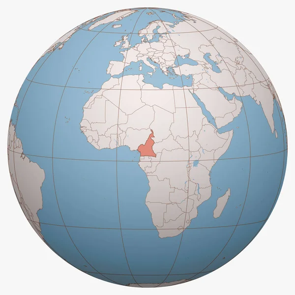 Camarões Globo Hemisfério Terra Centrado Localização República Dos Camarões Mapa — Vetor de Stock