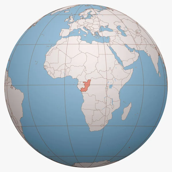 Kongo Świecie Półkula Ziemska Skupiona Miejscu Republiki Konga Mapa Konga — Wektor stockowy