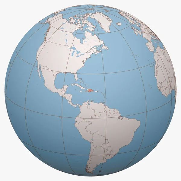 世界のドミニカ共和国 ドミニカ共和国の位置を中心とした地球半球 ドミニカ共和国地図 — ストックベクタ